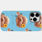 花付きトイプードル及び電話イラストレーション Case-Mate iPhoneケース (裏面 (横))