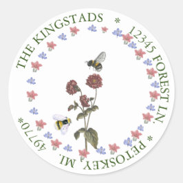 花付きハチ住所 シールシール ラウンドシール