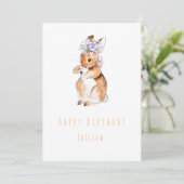 花付きハッピーバースデーの挨拶状  招待状 (スタンド正面)