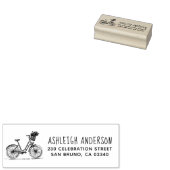 花付きバイクハンドネーム書差出人住所 ラバースタンプ (押印)