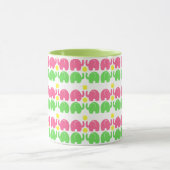 花付きピンクと緑のゾウ マグカップ (中央)