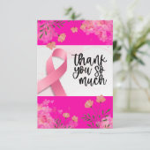 花付きピンクリボン乳がん認識度 サンキューカード (スタンド正面)