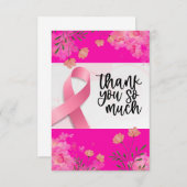 花付きピンクリボン乳がん認識度 サンキューカード (正面/裏面)