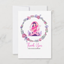 花付きピンクリボン乳がん認識度 サンキューカード