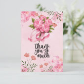 花付きピンクリボン乳がん認識度 サンキューカード (スタンド正面)