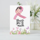 花付きピンクリボン乳がん認識度 サンキューカード (スタンド正面)