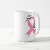 花付きピンクリボン コーヒーマグカップ (正面右)