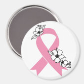 花付きピンクリボン マグネット (正面/裏面)