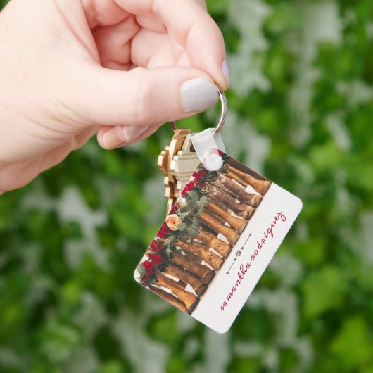 花付きブーツの列 キーホルダー (手)