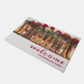 花付きブーツの列 ドアマット (アングル)