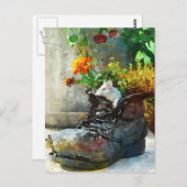 花付きブーツ – アートプリントはがき ポストカード (正面/裏面)