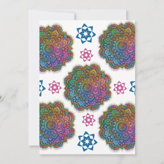 花付きマンカラフルダラ誕生日招待状 招待状 (裏面)