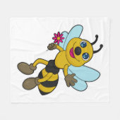 花付きミツバチ フリースブランケット (正面(横))