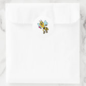 花付きミツバチ ラウンドシール (バッグ)