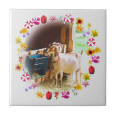 花付きヤギ タイル (正面)