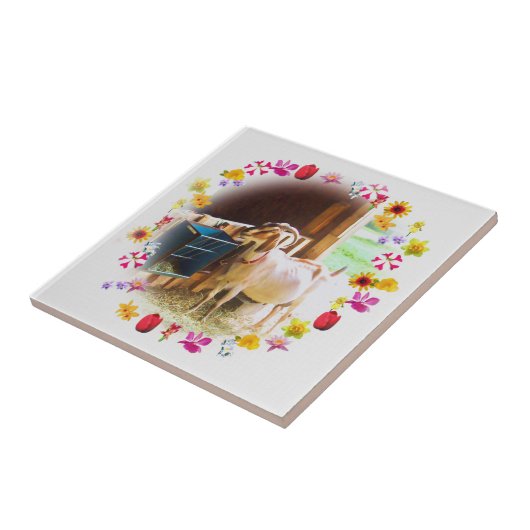 花付きヤギ タイル (側面)