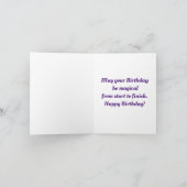 花付きユニコーン頭誕生日グリーティングカード カード (内部)