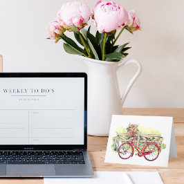 花付きレッドバイクウォーターカラーノテカード ノートカード