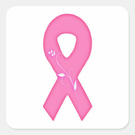 花付き乳がん認識度リボン スクエアシール