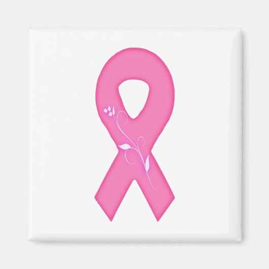 花付き乳がん認識度リボン マグネット (正面)