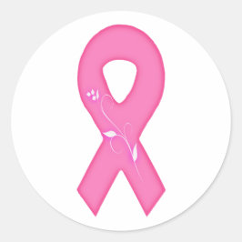 花付き乳がん認識度リボン ラウンドシール