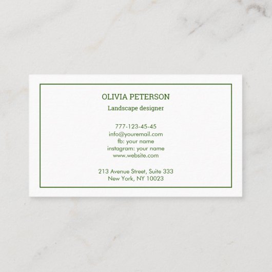 花付き名刺。 名刺 (裏面)