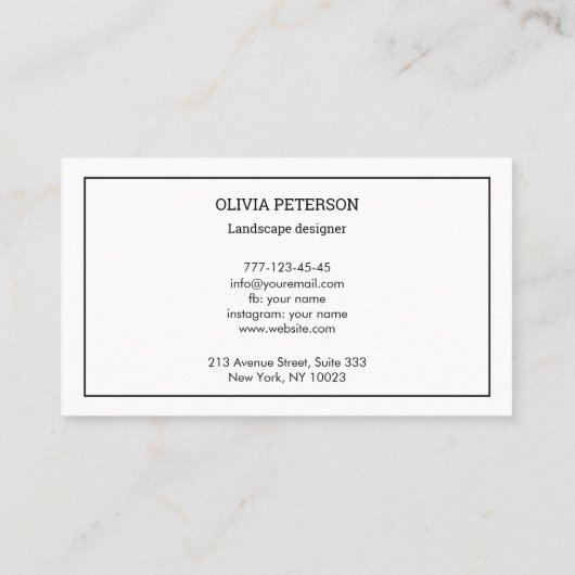 花付き名刺。 名刺 (裏面)