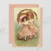 花付き女の子 – バビクトリアンンタイン葉書 シーズンポストカード (正面/裏面)