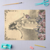 花付き女性ティッシュペーパー 薄葉紙 (クラフト)