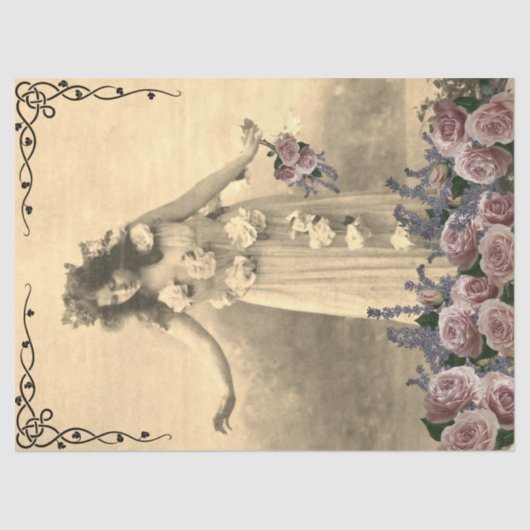 花付き女性ティッシュペーパー 薄葉紙 (正面)