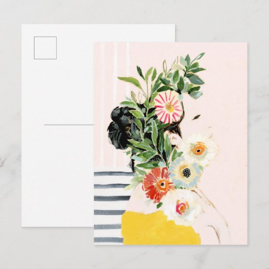 花付き女性 ポストカード (正面/裏面)