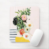 花付き女性 マウスパッド (マウス)