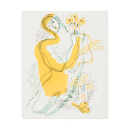 花付き女性 メタルプリント