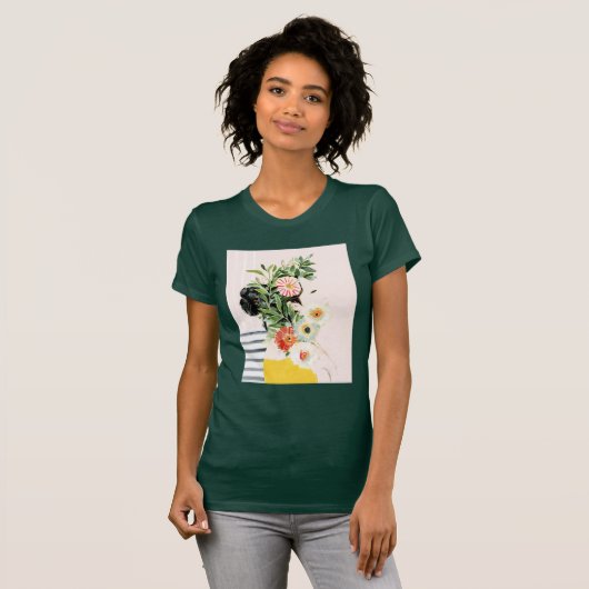 花付き女性 Tシャツ (正面フル)