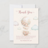 花付き妖精のホットエアバルーン赤ちゃんシャワー サンキューカード (正面)