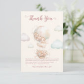 花付き妖精のホットエアバルーン赤ちゃんシャワー サンキューカード (スタンド正面)