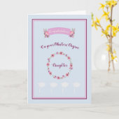 花付き娘ブルーのマスターズ学位カード カード (黄色い花)