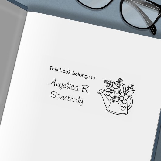 花付き庭散水缶蔵書票 セルフインキングスタンプ