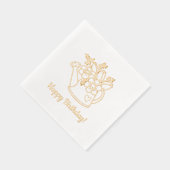 花付き庭散水缶誕生日 箔ナプキン (右)