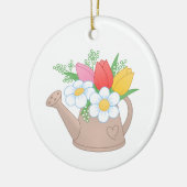 花付き庭散水缶 セラミックオーナメント (左)