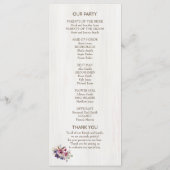 花付き木のスライス ウェディング プログラム (裏面)