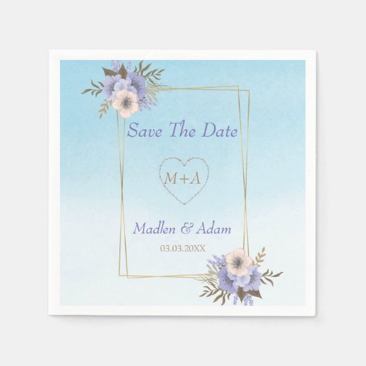 花付き枠 スタンダードカクテルナプキン (正面)