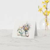 花付き水彩自転車 カード (黄色い花)