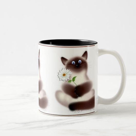 花付き猫 ツートーンマグカップ (右)
