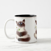 花付き猫 ツートーンマグカップ (左)