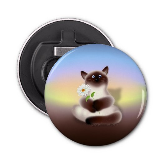 花付き猫 栓抜き (正面)