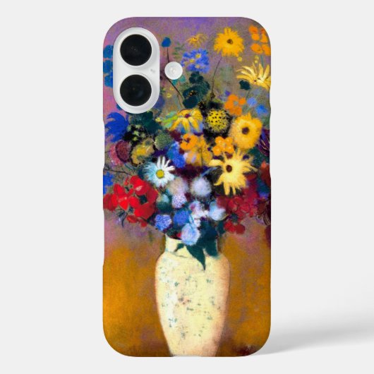 花付き白い花瓶オディロン・リドン Case-Mate iPhoneケース (裏面)