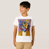 花付き白い花瓶オディロン・リドン Tシャツ (正面フル)