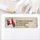 花付き紅水色スクータかわいらしー ラベル (インサイチュ)