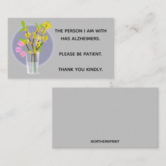 花付き編集可能ガラスお願い患者カード 名刺 (正面/裏面)